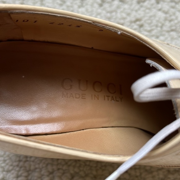 Gucci 2-Tone Patent Leather Heeled Oxfords Shoes Size 6 EUC - Picture 10 of 14